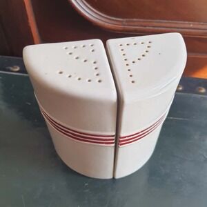 Vintage Ceramic Salt & Pepper Shakers - Red Stripe Mid - Century Modern - 4.75"